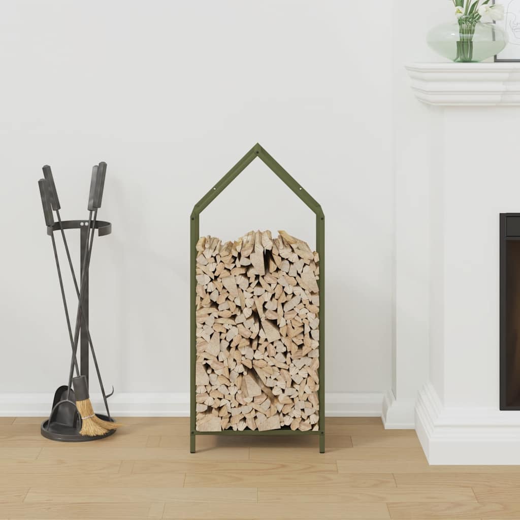 Vidaxx Kaminholzregal 40x25x90 cm kaltgewalzter Stahl olivgrün