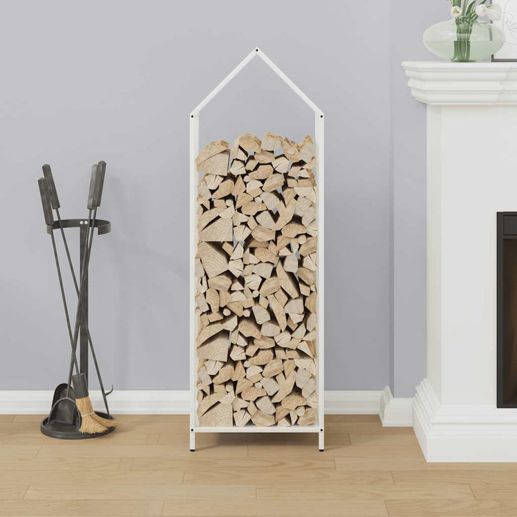 Vidaxx Kaminholzregal 40x25x120 cm kaltgewalzter Stahl weiß