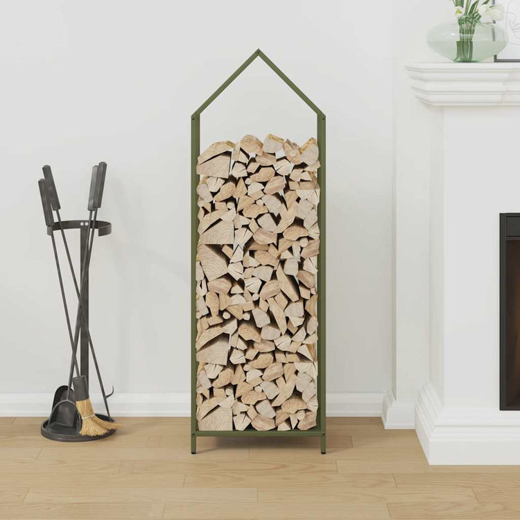 Vidaxx Kaminholzregal 40x25x120 cm kaltgewalzter Stahl olivgrün