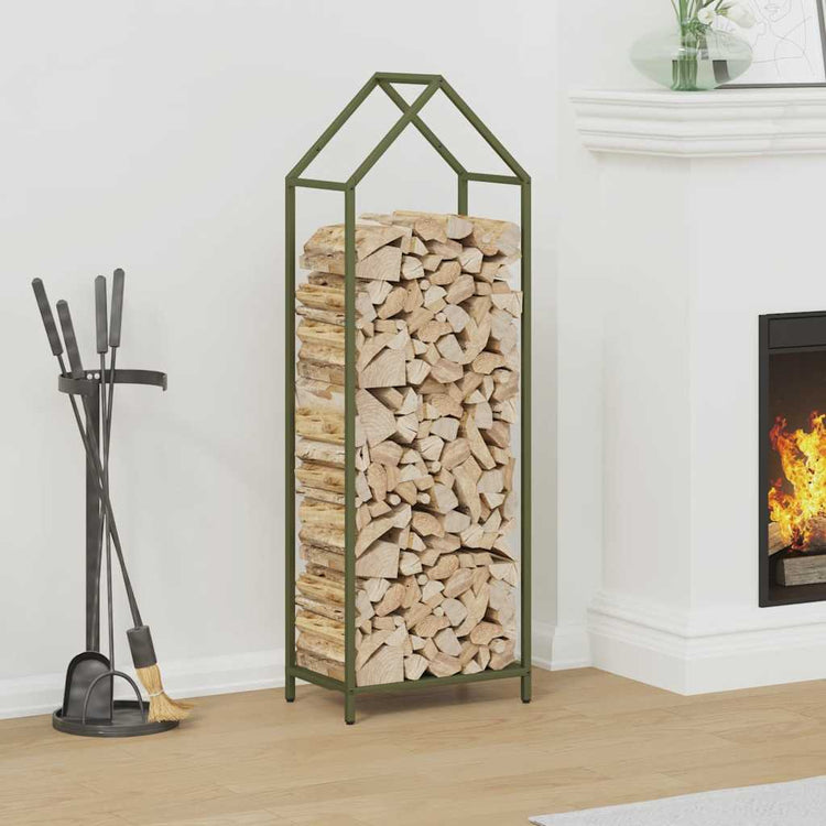Vidaxx Kaminholzregal 40x25x120 cm kaltgewalzter Stahl olivgrün