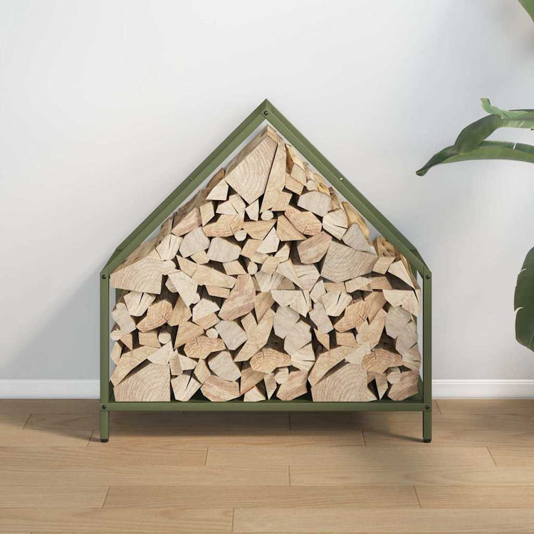 Vidaxx Kaminholzregal 60x25x60 cm kaltgewalzter Stahl olivgrün