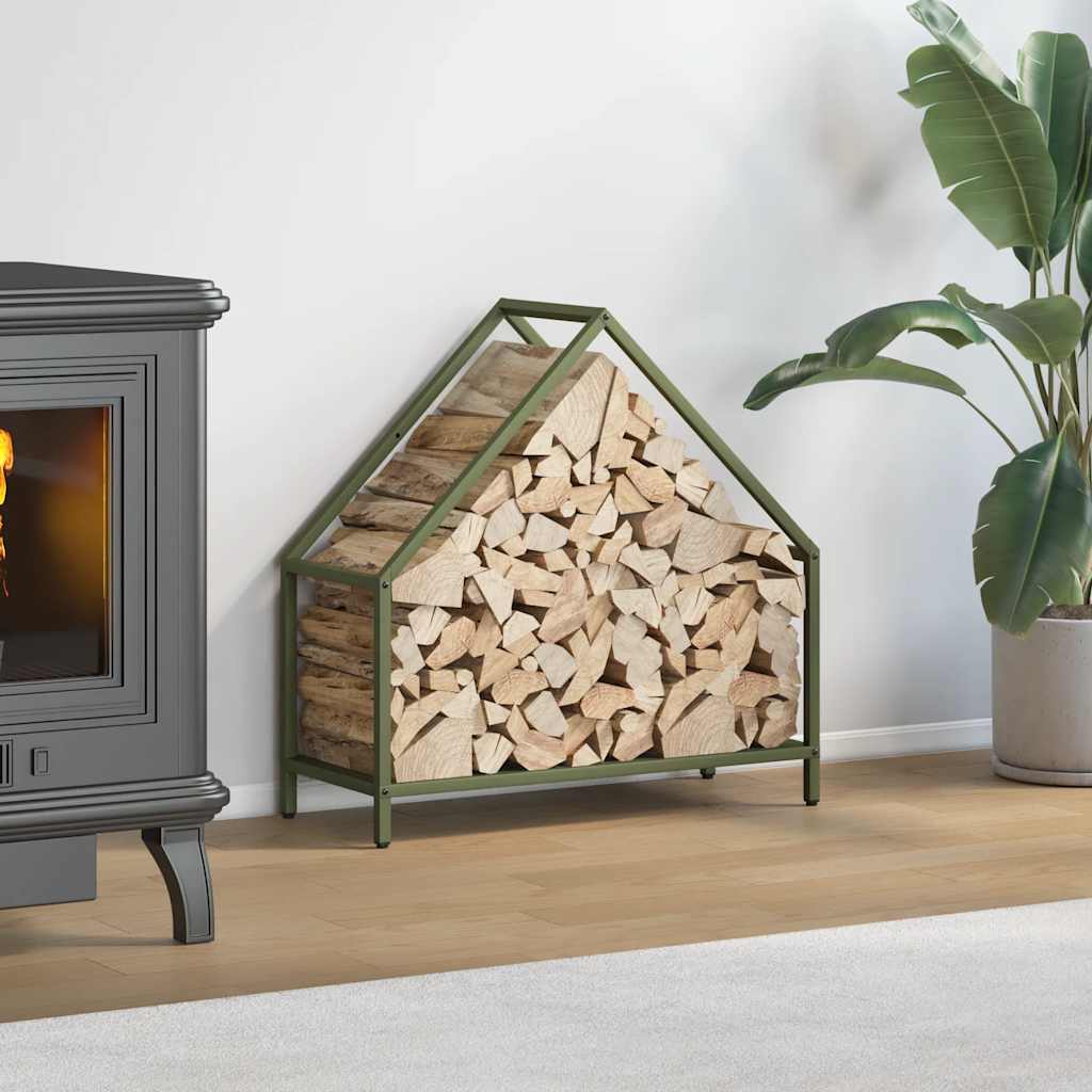 Vidaxx Kaminholzregal 60x25x60 cm kaltgewalzter Stahl olivgrün