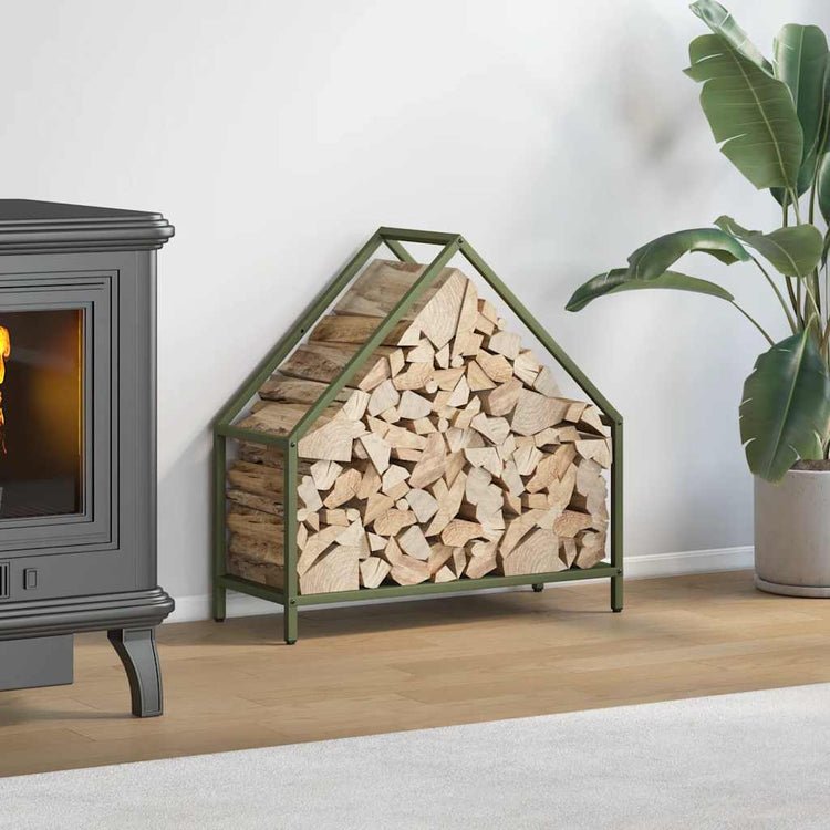 Vidaxx Kaminholzregal 60x25x60 cm kaltgewalzter Stahl olivgrün