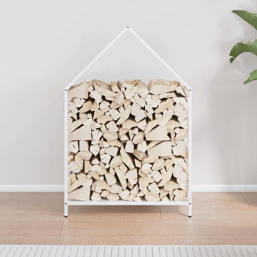 Vidaxx Kaminholzregal 60x25x90 cm kaltgewalzter Stahl weiß