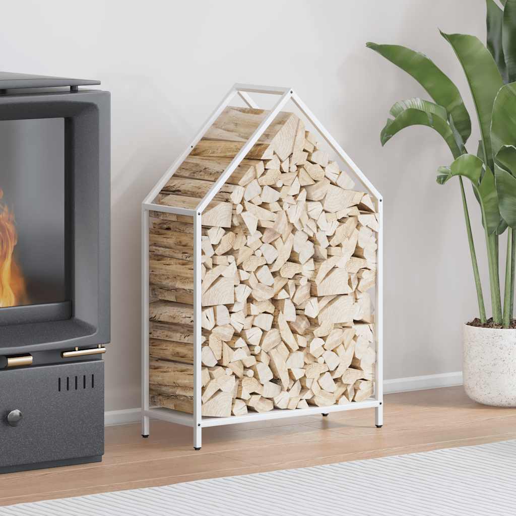 Vidaxx Kaminholzregal 60x25x90 cm kaltgewalzter Stahl weiß
