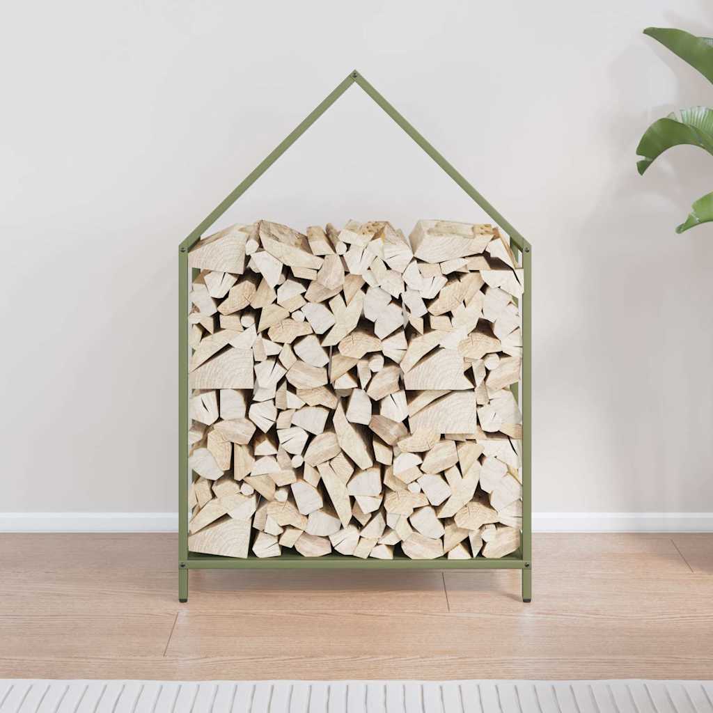 Vidaxx Kaminholzregal 60x25x90 cm kaltgewalzter Stahl olivgrün