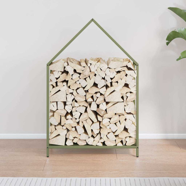 Vidaxx Kaminholzregal 60x25x90 cm kaltgewalzter Stahl olivgrün