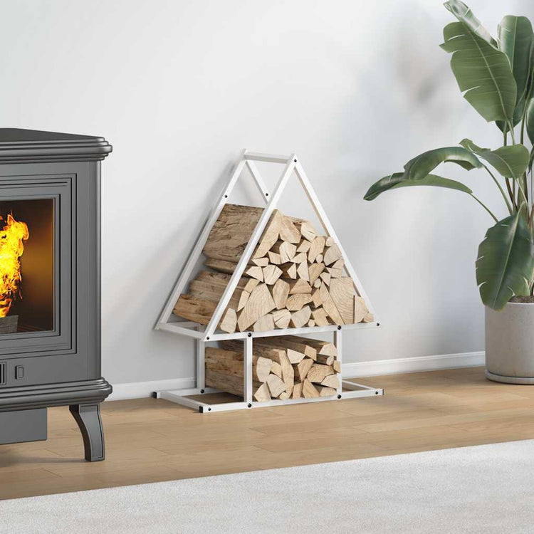Vidaxx Kaminholzregal 50x25x60 cm kaltgewalzter Stahl weiß