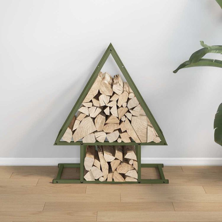 Vidaxx Kaminholzregal 50x25x60 cm kaltgewalzter Stahl olivgrün