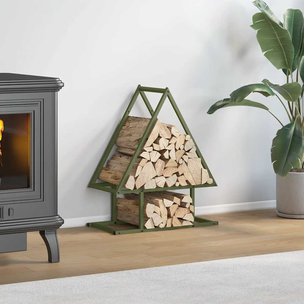 Vidaxx Kaminholzregal 50x25x60 cm kaltgewalzter Stahl olivgrün