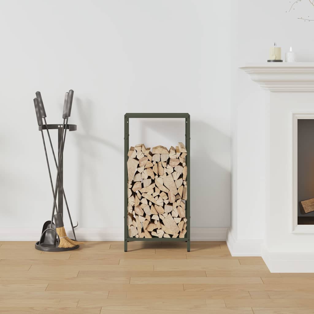 Vidaxx Kaminholzregal 34x25x70 cm kaltgewalzter Stahl olivgrün