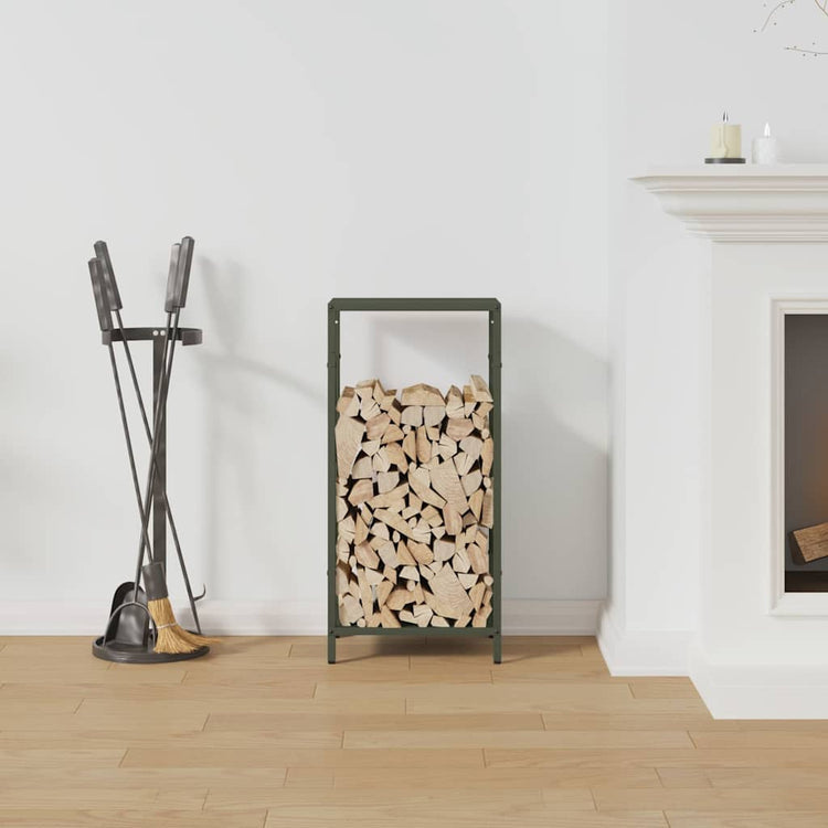 Vidaxx Kaminholzregal 34x25x70 cm kaltgewalzter Stahl olivgrün