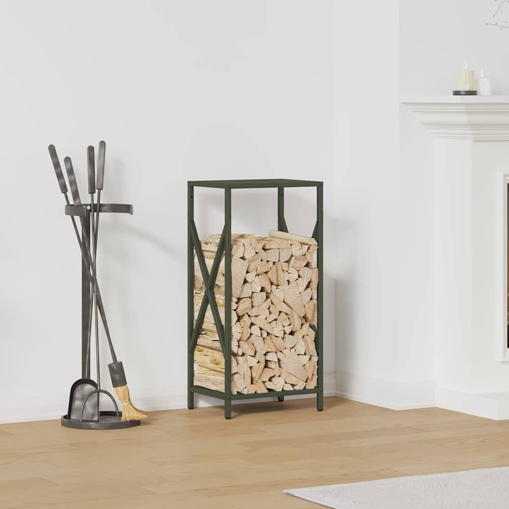 Vidaxx Kaminholzregal 34x25x70 cm kaltgewalzter Stahl olivgrün