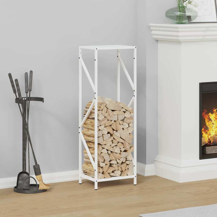 Vidaxx Kaminholzregal 34x25x100 cm kaltgewalzter Stahl weiß