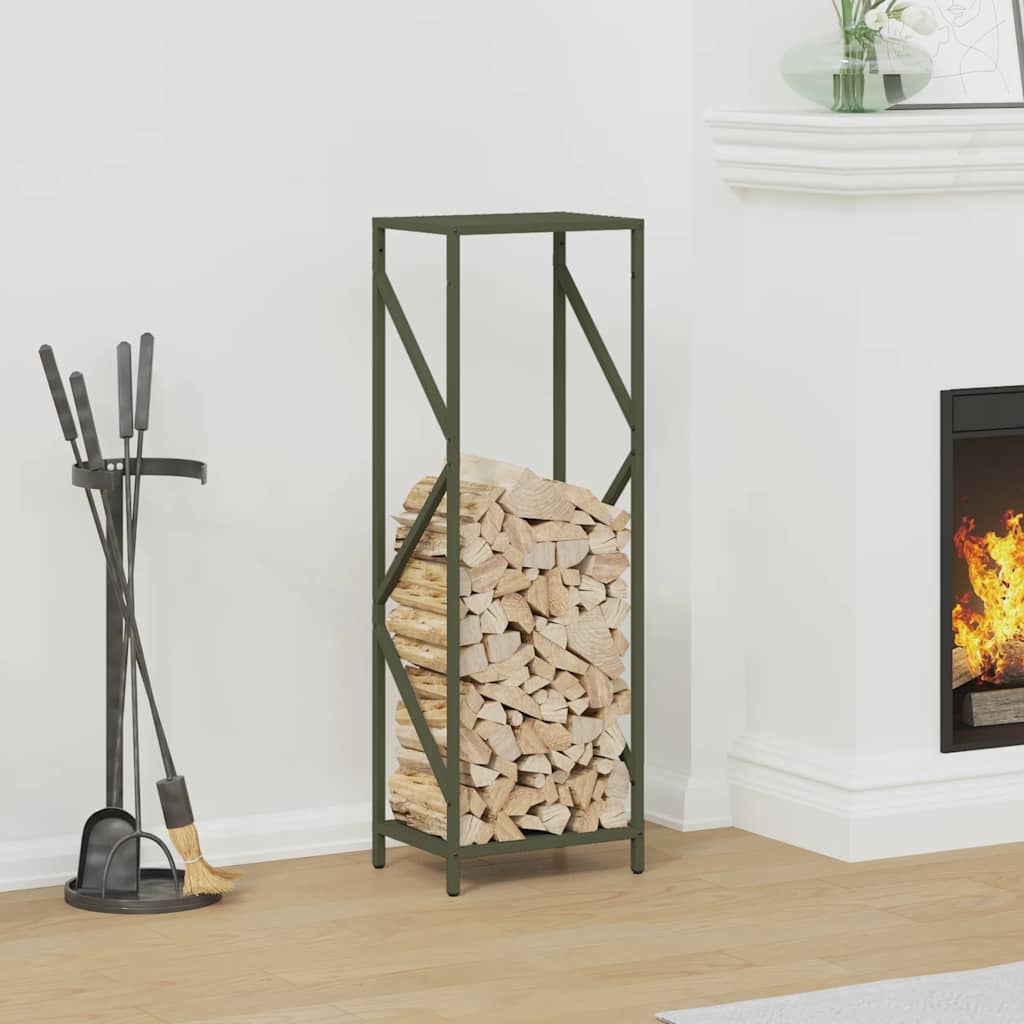 Vidaxx Kaminholzregal 34x25x100 cm kaltgewalzter Stahl olivgrün