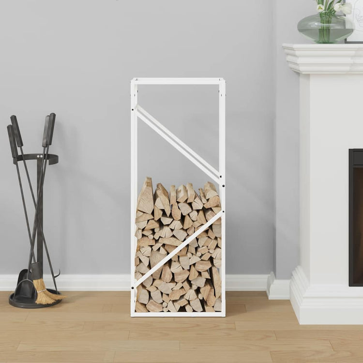 Vidaxx Kaminholzregal 40x25x100 cm kaltgewalzter Stahl weiß