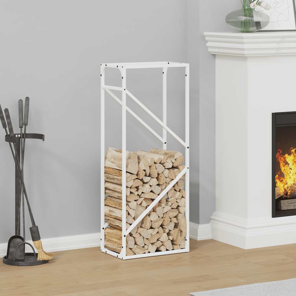 Vidaxx Kaminholzregal 40x25x100 cm kaltgewalzter Stahl weiß