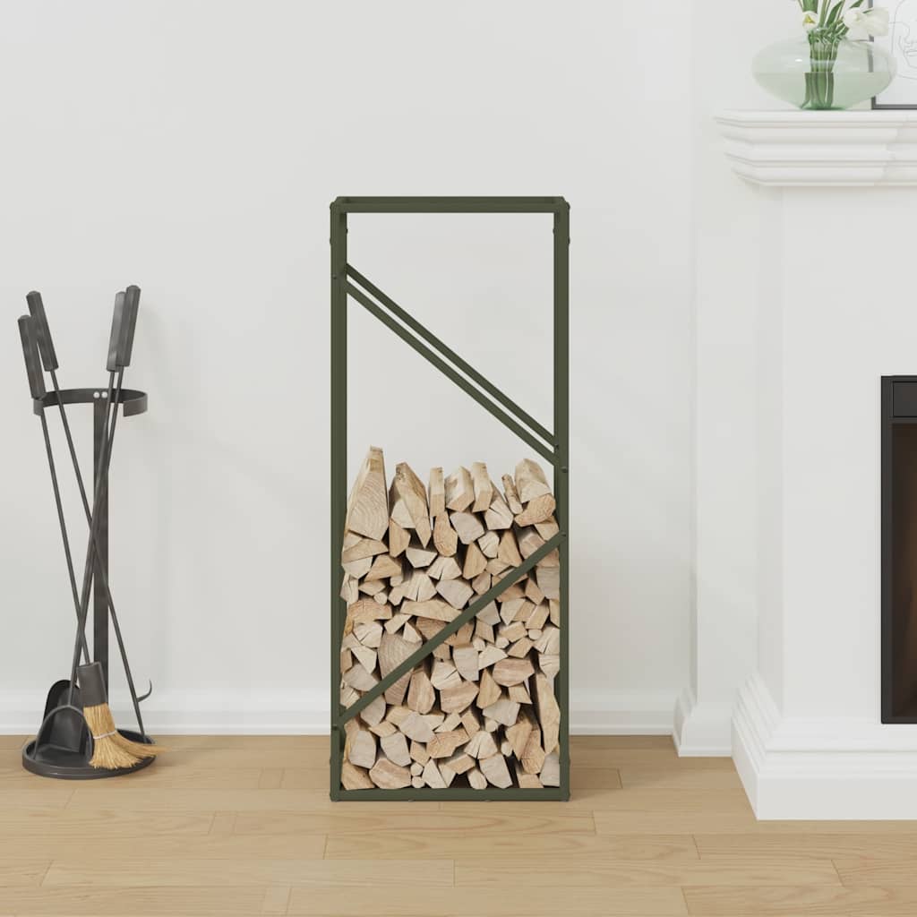 Vidaxx Kaminholzregal 40x25x100 cm kaltgewalzter Stahl olivgrün
