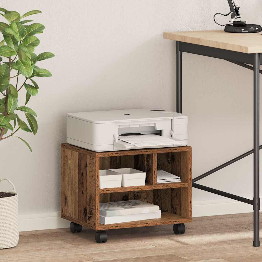 Vidaxxl Druckerständer mit Aufbewahrung Altholz 41 x 32 x 33,5 cm verarbeitetes Holz