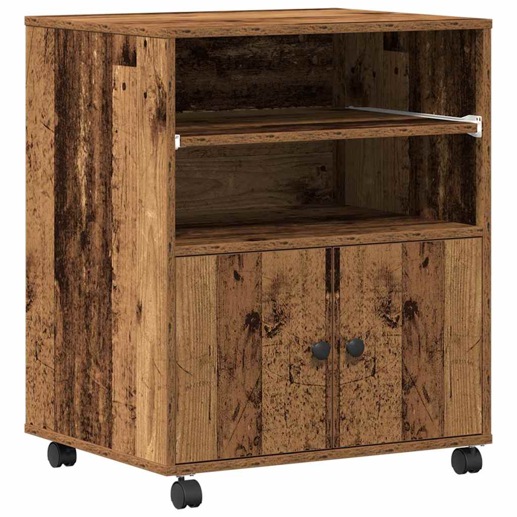 Vidaxxl Druckerständer mit Ablage aus Altholz 60 x 48 x 74 cm verarbeitetes Holz