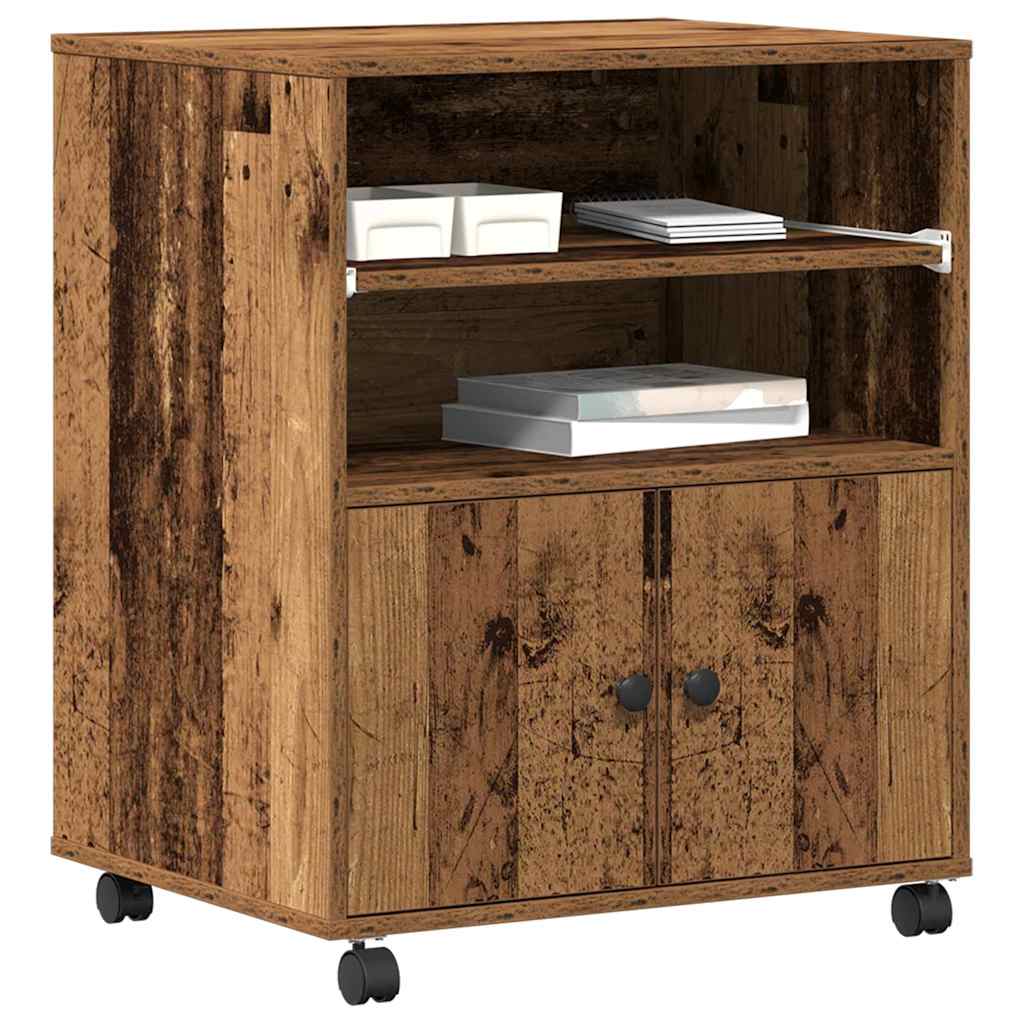 Vidaxxl Druckerständer mit Ablage aus Altholz 60 x 48 x 74 cm verarbeitetes Holz