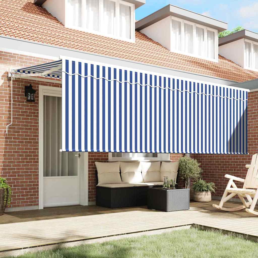 Vidaxx faltbarer Sonnenschirm gestreift blau 350 x 200 cm Stoff