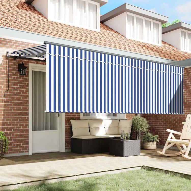 Vidaxx faltbarer Sonnenschirm gestreift blau 350 x 200 cm Stoff
