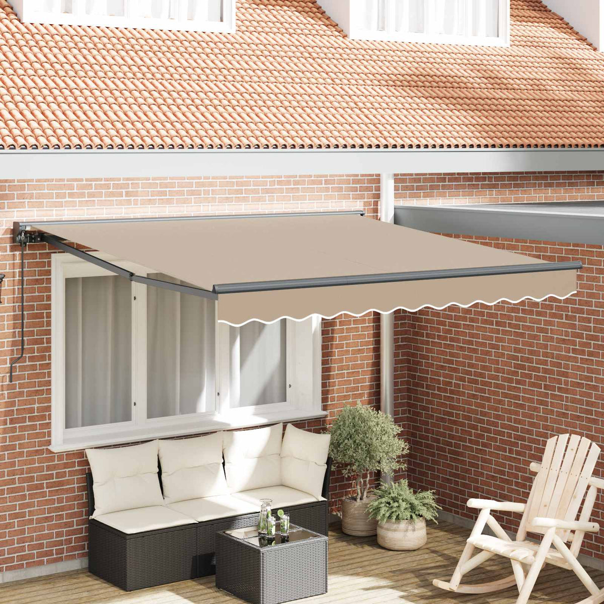 Vidaxx faltbarer Sonnenschirm Beige 300 x 250 cm Polyester und Metall