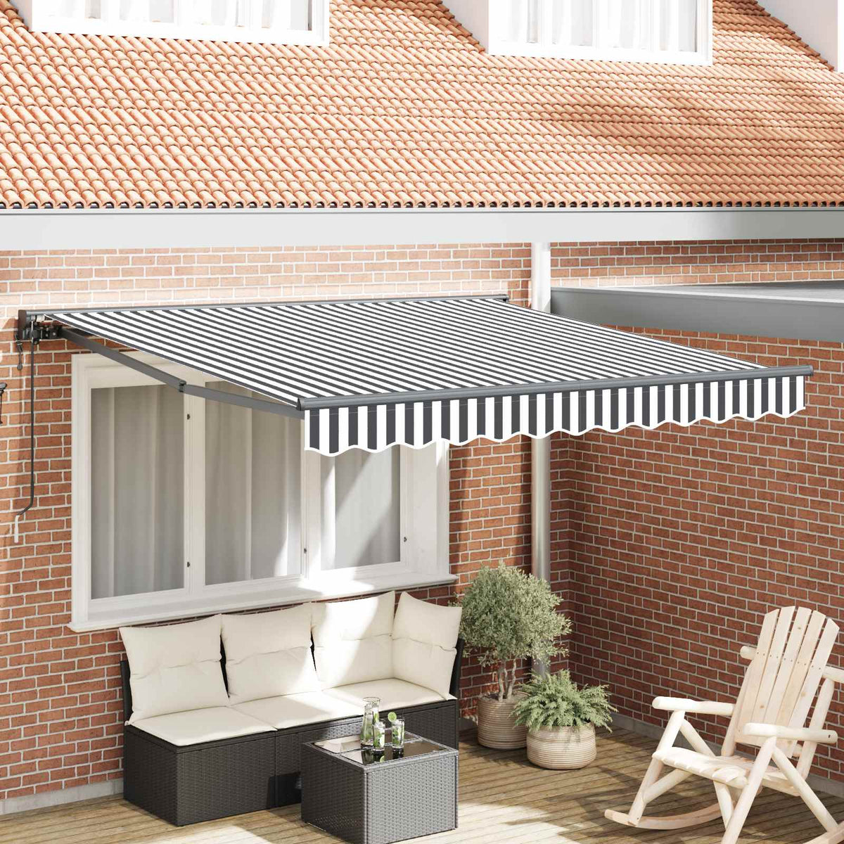 Vidaxx faltbarer Sonnenschirm Anthrazit und Weiß 350 x 250 cm