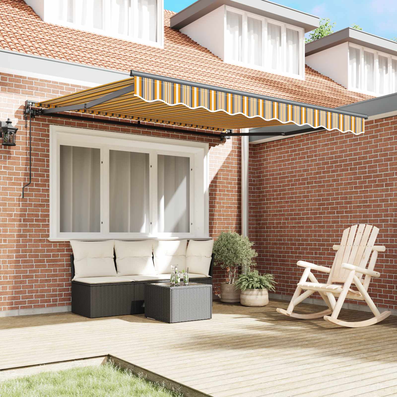 Vidaxx faltbarer Sonnenschirm Gelb und Grau 350 x 250 cm