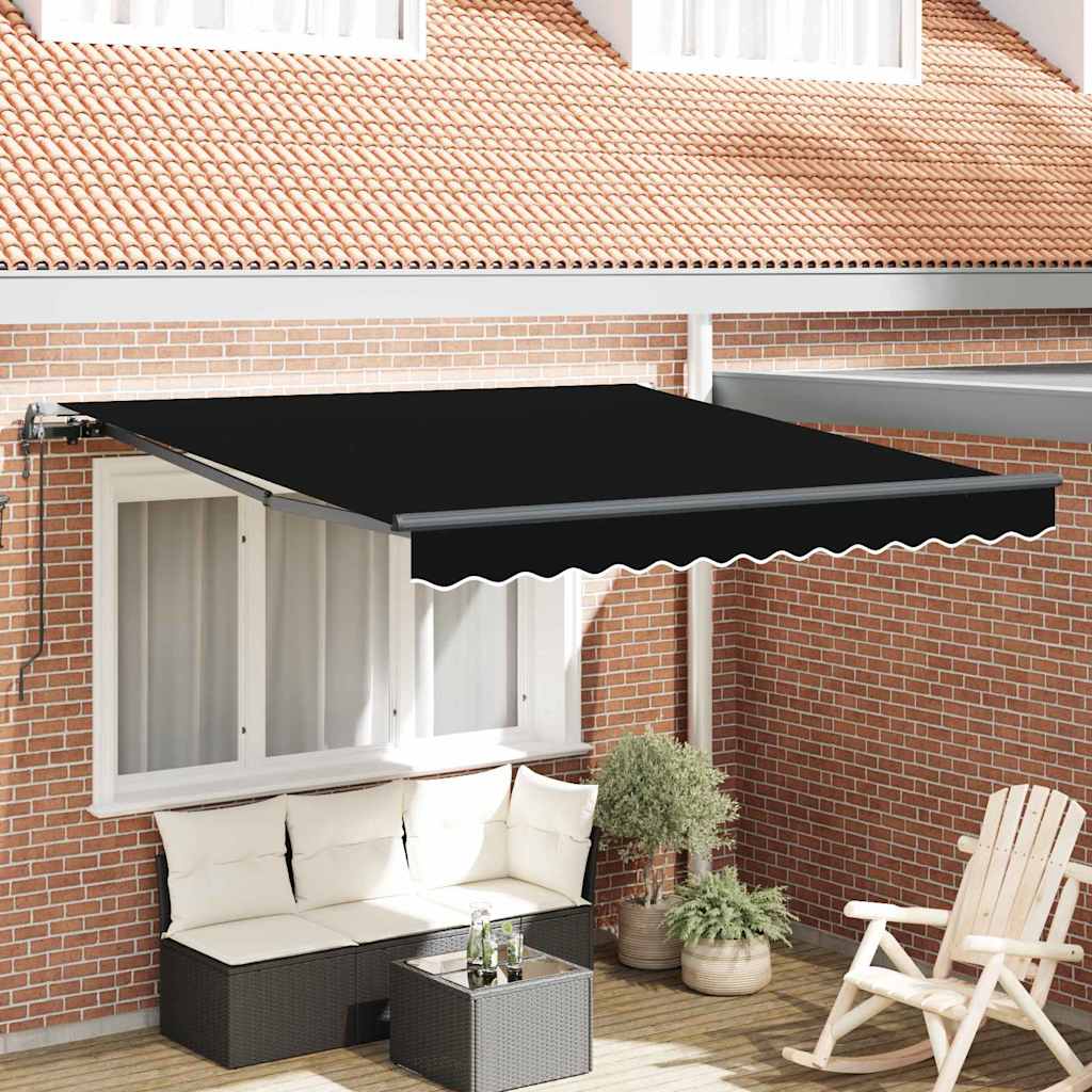 Vidaxx faltbarer Sonnenschirm schwarz 350 x 250 cm Stoff und Aluminium