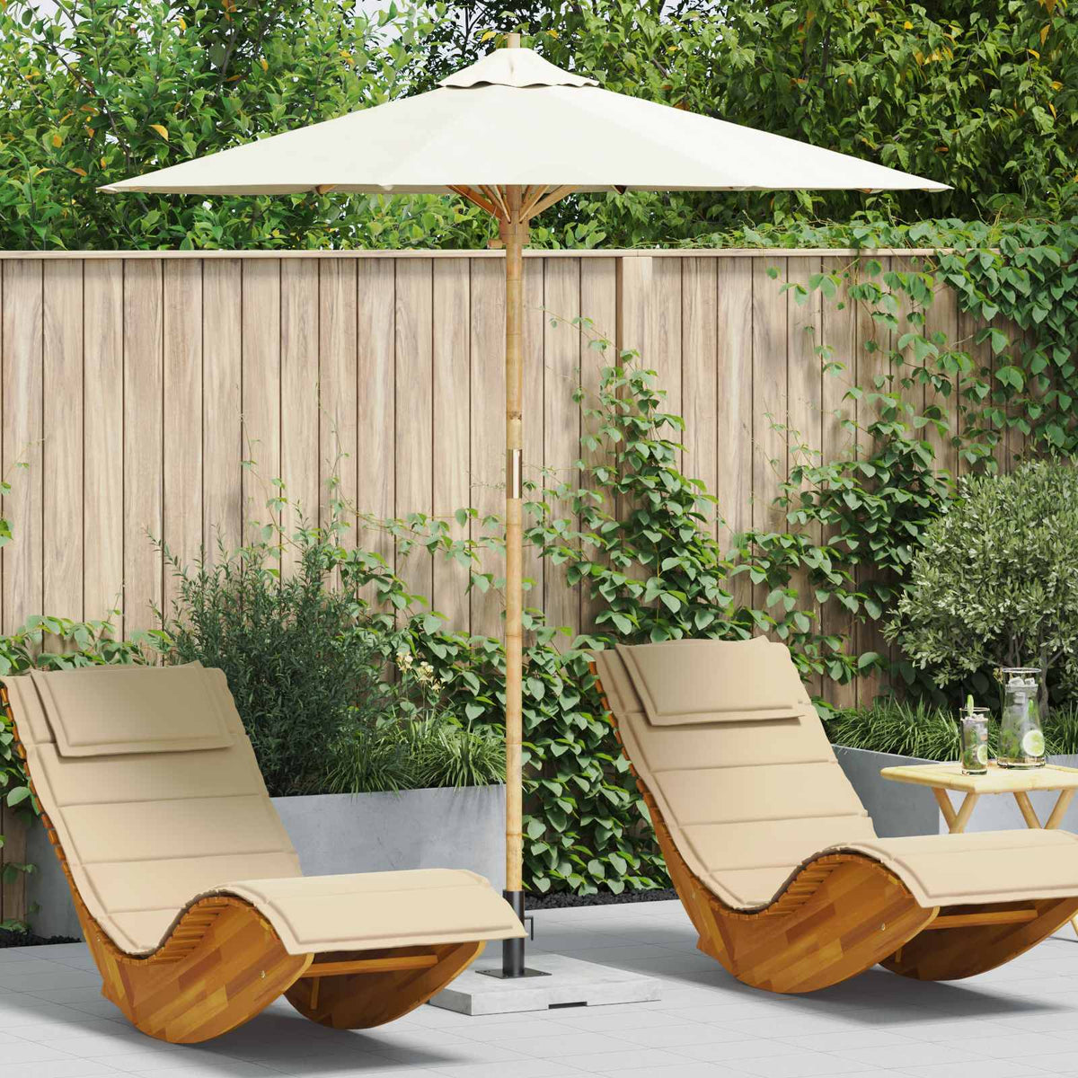 VidaXL Gartenschirm cremeweiß ø 270 x 260 cm Bambus
