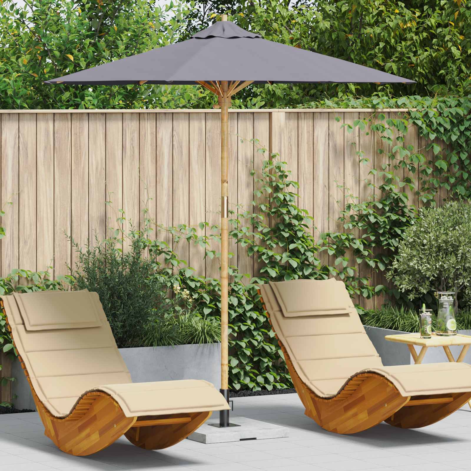 Vidaxxl Gartenschirm dunkelgrau ø 270 x 260 cm Bambus