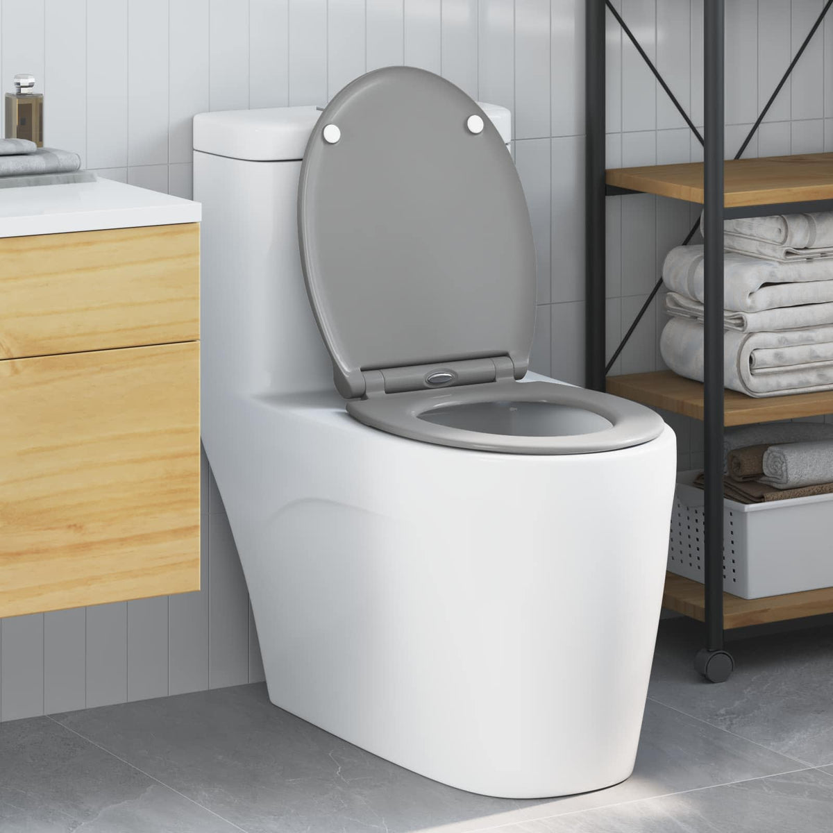 Vidaxx WC-Sitz grau 47 x 37,5 x 3,8 cm Duroplast