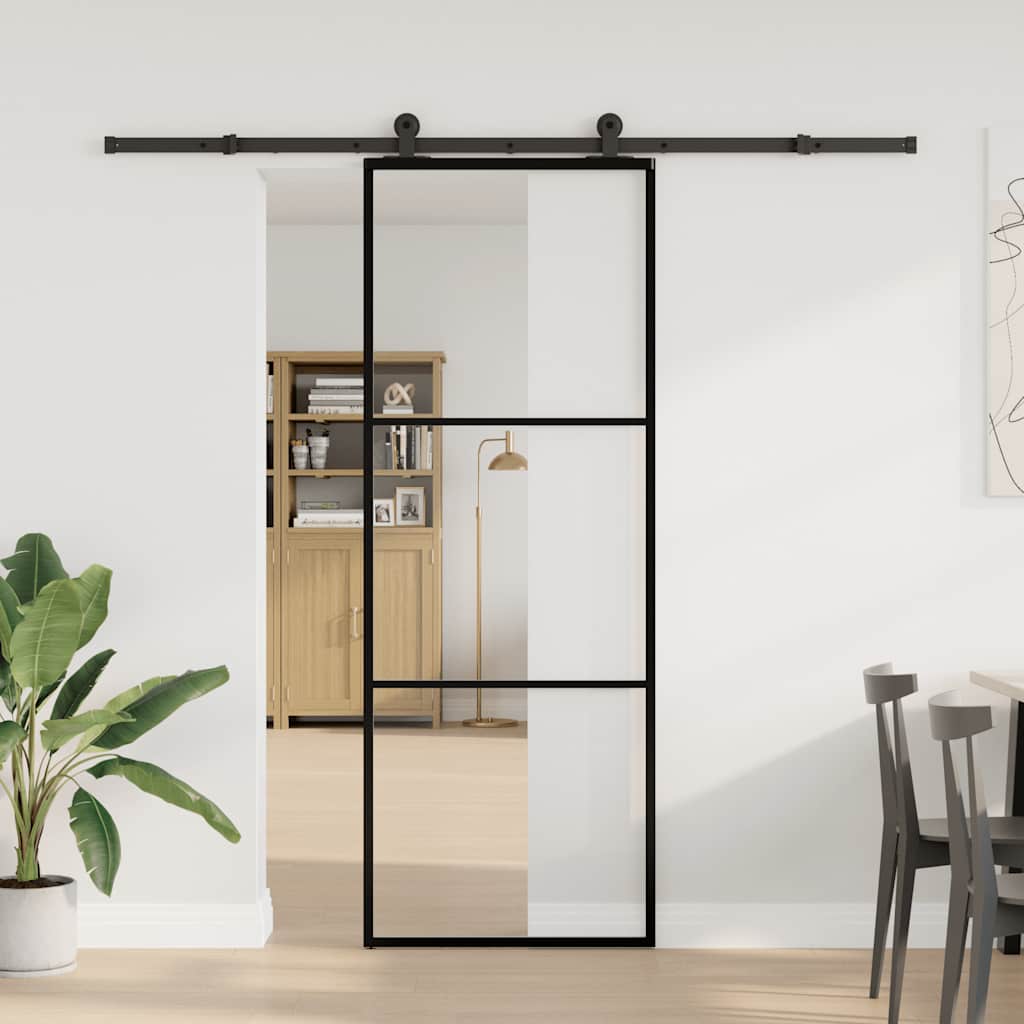 Vidaxx Schiebetür mit Beschlag 76x205 cm ESG-Glas und Aluminium