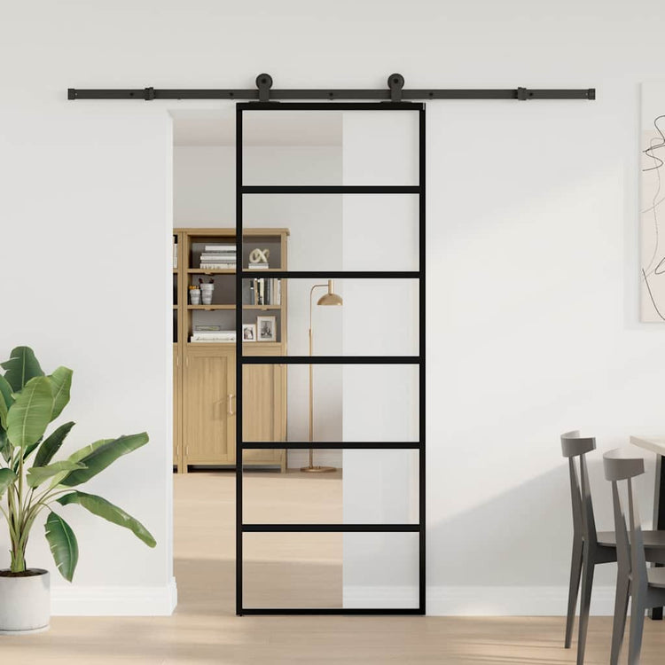 Vidaxx Schiebetür mit Beschlag 76x205 cm ESG-Glas und Aluminium
