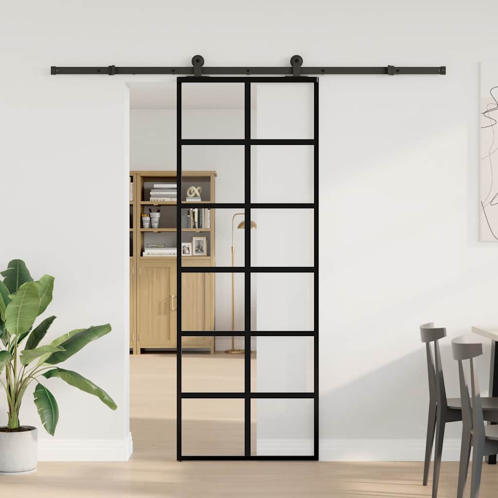 Vidaxx Schiebetür mit Beschlag 76x205 cm ESG-Glas und Aluminium