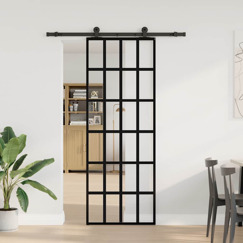 Vidaxx Schiebetür mit Beschlag 76x205 cm ESG-Glas und Aluminium