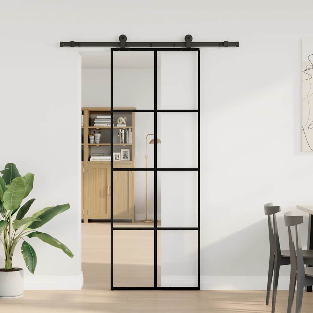Vidaxx Schiebetür mit Beschlag 76x205 cm ESG-Glas und Aluminium