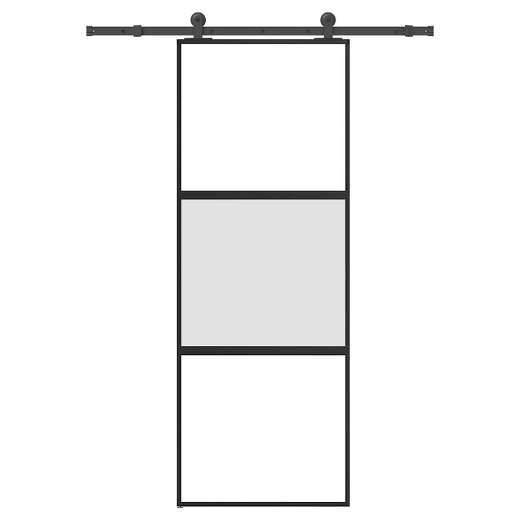 VidaXL-Schiebetür mit Beschlägen 76x205 cm aus gehärtetem Glas und Aluminium