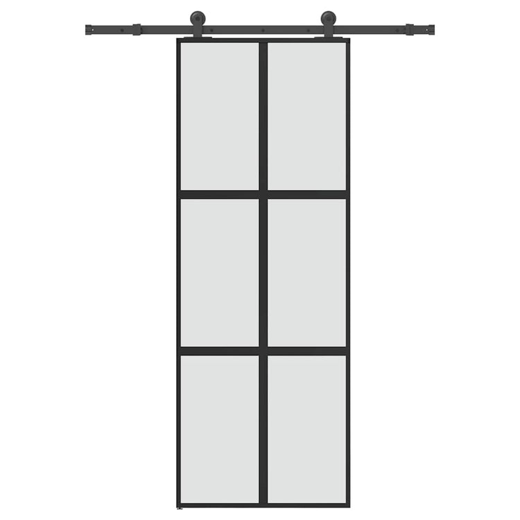 VidaXL-Schiebetür mit Beschlägen 76x205 cm aus gehärtetem Glas und Aluminium