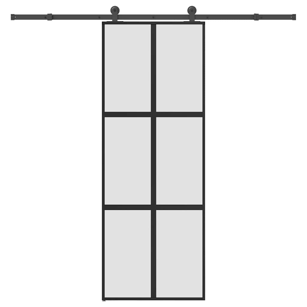 VidaXL-Schiebetür mit Beschlägen 76x205 cm aus gehärtetem Glas und Aluminium