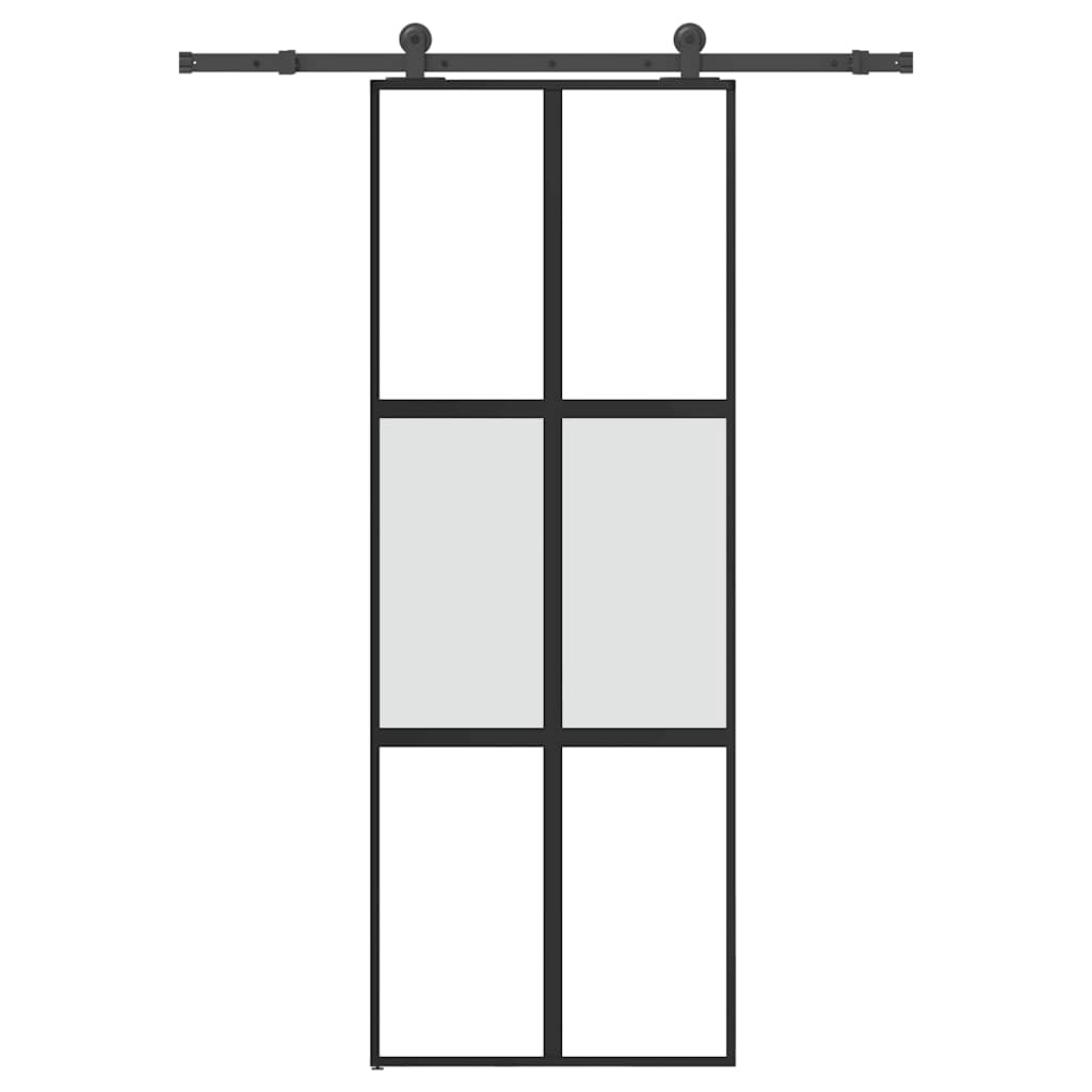 VidaXL-Schiebetür mit Beschlägen 76x205 cm aus gehärtetem Glas und Aluminium