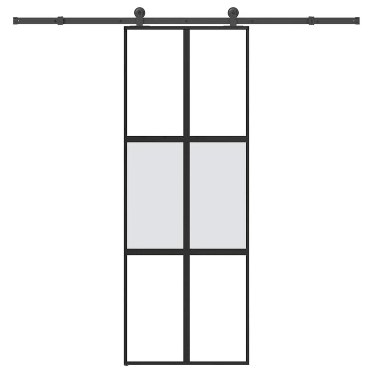 VidaXL-Schiebetür mit Beschlägen 76x205 cm aus gehärtetem Glas und Aluminium