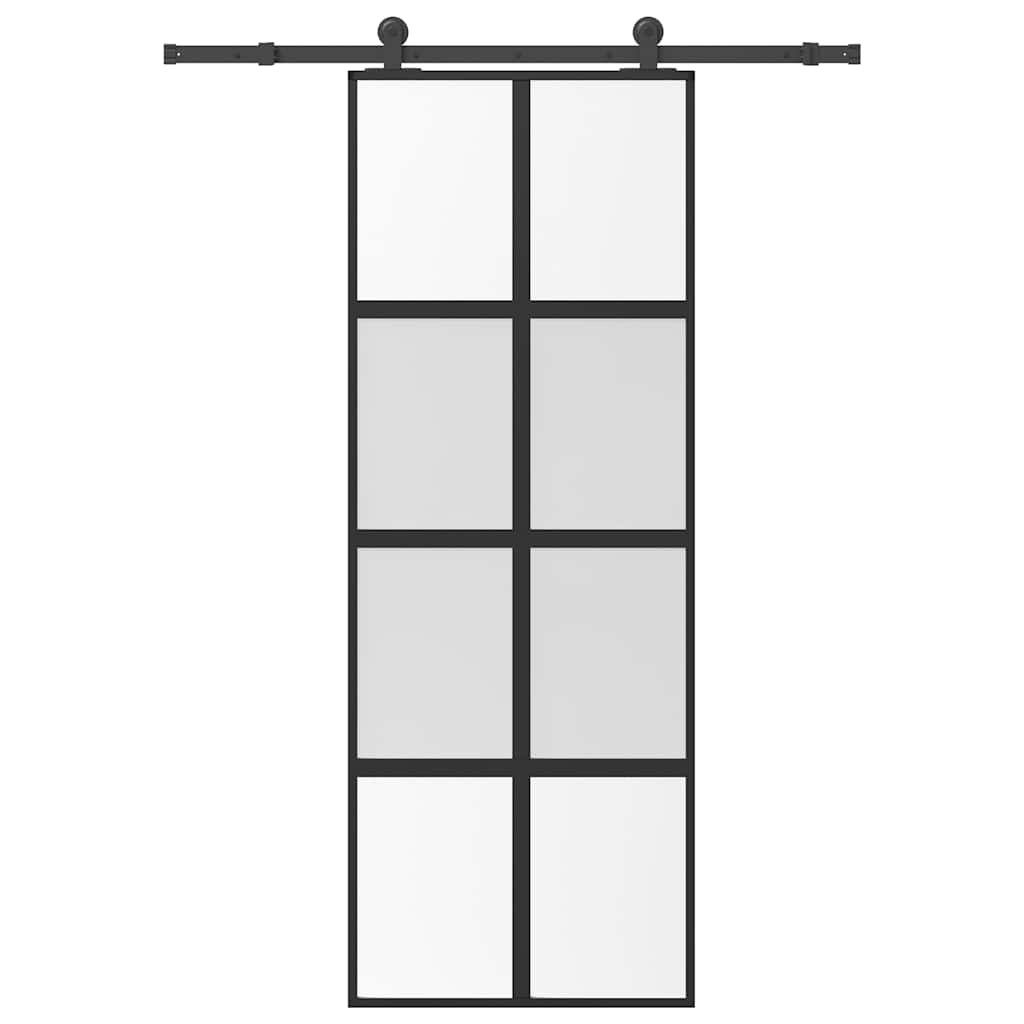 VidaXL-Schiebetür mit Beschlägen 76x205 cm aus gehärtetem Glas und Aluminium