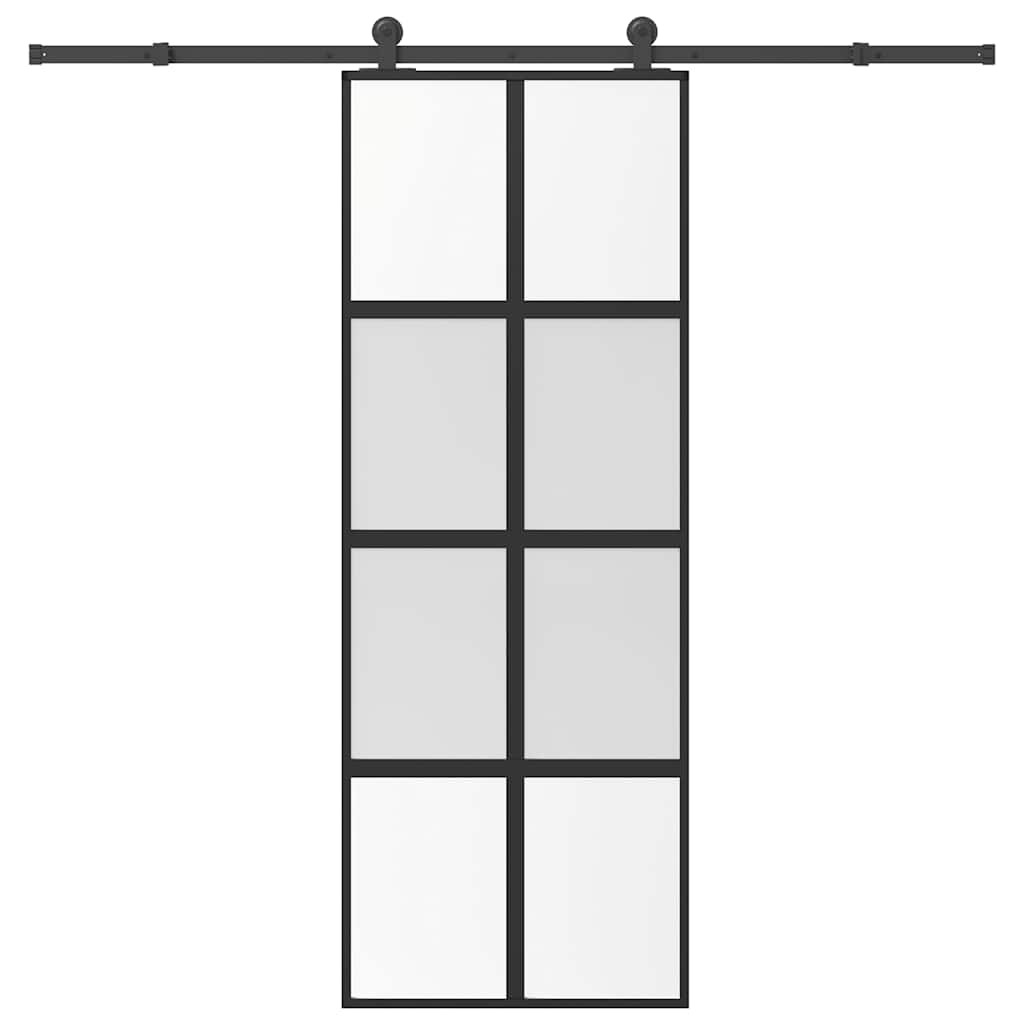 VidaXL-Schiebetür mit Beschlägen 76x205 cm aus gehärtetem Glas und Aluminium