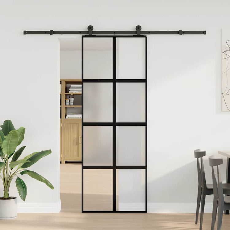 VidaXL-Schiebetür mit Beschlägen 76x205 cm aus gehärtetem Glas und Aluminium