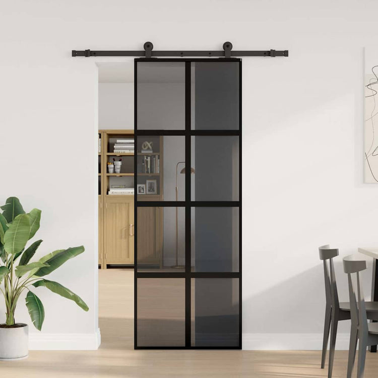 VidaXL-Schiebetür mit Beschlägen 76x205 cm aus gehärtetem Glas und Aluminium