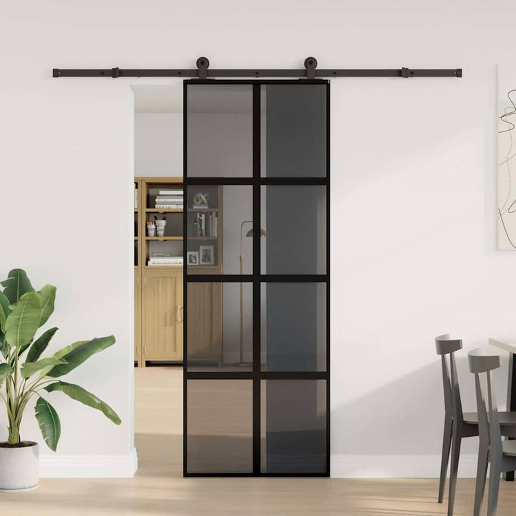 VidaXL-Schiebetür mit Beschlägen 76x205 cm aus gehärtetem Glas und Aluminium