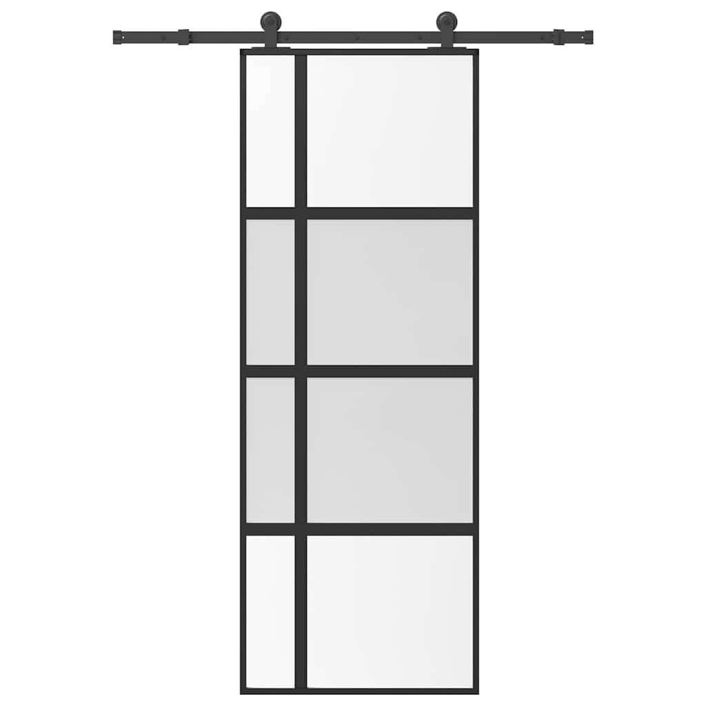 VidaXL-Schiebetür mit Beschlägen 76x205 cm aus gehärtetem Glas und Aluminium